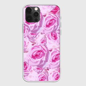 Чехол для iPhone 12 Pro Max с принтом Roses в Белгороде, Силикон |  | дизайн с розами | женственность | нежность | роза | розовый принт | розовый фон | розы | цветы