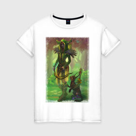 Женская футболка хлопок с принтом Forest Guardian в Белгороде, 100% хлопок | прямой крой, круглый вырез горловины, длина до линии бедер, слегка спущенное плечо | crossbow | fantasy | арбалет | персонаж | фэнтези