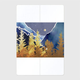 Магнитный плакат 2Х3 с принтом Золотой лес в Белгороде, Полимерный материал с магнитным слоем | 6 деталей размером 9*9 см | горы | елки | золотой | лес | луна | природа | путешественникам | путешествие