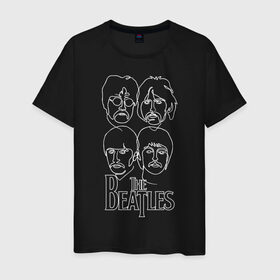 Мужская футболка хлопок с принтом The Beatles (одной линией) в Белгороде, 100% хлопок | прямой крой, круглый вырез горловины, длина до линии бедер, слегка спущенное плечо. | Тематика изображения на принте: let it be | the beatles | битлз | битломан | битлы | всемирный день | группа | джон | джордж | известный | леннон | логотип | маккартни | музыка | музыкант | пол | популярный | портрет | ринго | рок группа | старр