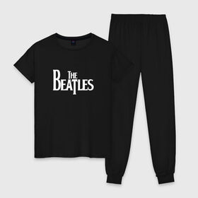Женская пижама хлопок с принтом The Beatles в Белгороде, 100% хлопок | брюки и футболка прямого кроя, без карманов, на брюках мягкая резинка на поясе и по низу штанин | beatles | john lennon | music | paul mccartney | rock | the beatles | yellow submarine | yesterday | битлз | битлс | битлы | джон леннон | леннон | маккартни | музыка | пол маккартни | рок