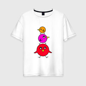 Женская футболка хлопок Oversize с принтом Птички в Белгороде, 100% хлопок | свободный крой, круглый ворот, спущенный рукав, длина до линии бедер
 | воробьи | деверь | животные | звери | попугаи | птицы | птички