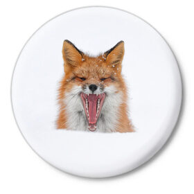 Значок с принтом Снежная лиса в Белгороде,  металл | круглая форма, металлическая застежка в виде булавки | fox | foxy | животное | звери | лиса | лисенок | лисичка | милая | рыжая | фокс