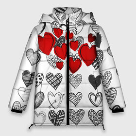 Женская зимняя куртка 3D с принтом Сердца в Белгороде, верх — 100% полиэстер; подкладка — 100% полиэстер; утеплитель — 100% полиэстер | длина ниже бедра, силуэт Оверсайз. Есть воротник-стойка, отстегивающийся капюшон и ветрозащитная планка. 

Боковые карманы с листочкой на кнопках и внутренний карман на молнии | 14 февраля | hearts background | валентинов день | влюбленным | девушке | день святого валентина | жене | кардиологу | любимой | любимому | люблю | любовь | мужу | парню | сердца графика | сердца фон