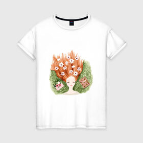 Женская футболка хлопок с принтом Мечты в Белгороде, 100% хлопок | прямой крой, круглый вырез горловины, длина до линии бедер, слегка спущенное плечо | dreams | цветы