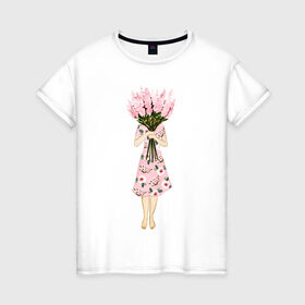 Женская футболка хлопок с принтом Я стесняюсь в Белгороде, 100% хлопок | прямой крой, круглый вырез горловины, длина до линии бедер, слегка спущенное плечо | 8 марта | dreams | всемирный женский день | цветы