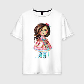 Женская футболка хлопок Oversize с принтом Весенняя принцесса в Белгороде, 100% хлопок | свободный крой, круглый ворот, спущенный рукав, длина до линии бедер
 | 8 марта | dreams | всемирный женский день | цветы