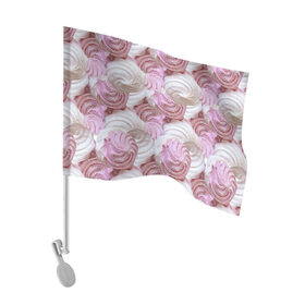 Флаг для автомобиля с принтом Зефир белый и розовый в Белгороде, 100% полиэстер | Размер: 30*21 см | валентинов день | влюбленные | зефир | любовь | пирожное | романтика | сладости