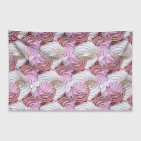 Флаг-баннер с принтом Зефир белый и розовый в Белгороде, 100% полиэстер | размер 67 х 109 см, плотность ткани — 95 г/м2; по краям флага есть четыре люверса для крепления | валентинов день | влюбленные | зефир | любовь | пирожное | романтика | сладости