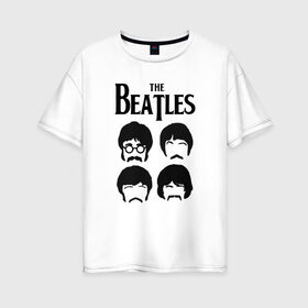 Женская футболка хлопок Oversize с принтом The Beatles Liverpool Four в Белгороде, 100% хлопок | свободный крой, круглый ворот, спущенный рукав, длина до линии бедер
 | fab four | liverpool four | the beatles | битлз | битлы | джон леннон | джордж харрисон | ливерпульская четверка | пол маккартни | ринго старр