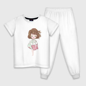 Детская пижама хлопок с принтом Беззаботная радость в Белгороде, 100% хлопок |  брюки и футболка прямого кроя, без карманов, на брюках мягкая резинка на поясе и по низу штанин
 | 8 марта | dreams | всемирный женский день | цветы