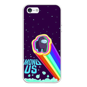 Чехол для iPhone 5/5S матовый с принтом AMONG US neon rainbow в Белгороде, Силикон | Область печати: задняя сторона чехла, без боковых панелей | Тематика изображения на принте: детский | космос | неоновый | радуга | стильная | тренд | яркий