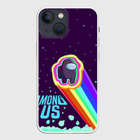 Чехол для iPhone 13 mini с принтом AMONG US neon rainbow в Белгороде,  |  | Тематика изображения на принте: детский | космос | неоновый | радуга | стильная | тренд | яркий