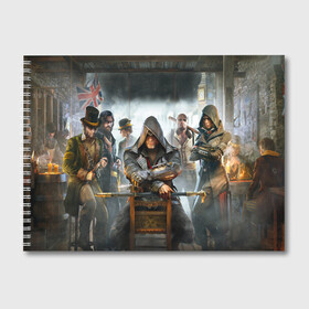 Альбом для рисования с принтом Assassin’s Creed Syndicate в Белгороде, 100% бумага
 | матовая бумага, плотность 200 мг. | black flag | brotherhood | chronicles | creed | game | origins | revelations | rogue | syndicate | unity | valhalla | альтаир | ассасин | игры | кинжал | пираты