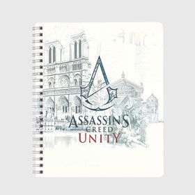 Тетрадь с принтом Assassin’s Creed Unity в Белгороде, 100% бумага | 48 листов, плотность листов — 60 г/м2, плотность картонной обложки — 250 г/м2. Листы скреплены сбоку удобной пружинной спиралью. Уголки страниц и обложки скругленные. Цвет линий — светло-серый
 | black flag | brotherhood | chronicles | creed | game | origins | revelations | rogue | syndicate | unity | valhalla | альтаир | ассасин | игры | кинжал | пираты