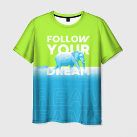 Мужская футболка 3D с принтом Следуй за своей мечтой в Белгороде, 100% полиэфир | прямой крой, круглый вырез горловины, длина до линии бедер | animal | dream | elephant | zebra | животные | звери | зебра | мечта | следуй за своей мечтой | слон