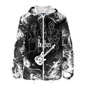 Мужская куртка 3D с принтом The Beatles в Белгороде, ткань верха — 100% полиэстер, подклад — флис | прямой крой, подол и капюшон оформлены резинкой с фиксаторами, два кармана без застежек по бокам, один большой потайной карман на груди. Карман на груди застегивается на липучку | Тематика изображения на принте: beatles | music | retro | rock | битлз | гитара | джон леннон | джордж харрисон | дым | логотипы групп | музыка | песни | пол маккартини | ретро | ринго старр | рок группа | рокерские | старый рок | черно белый