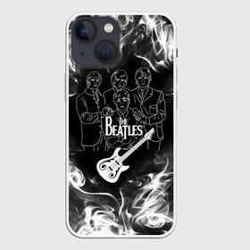 Чехол для iPhone 13 mini с принтом The Beatles в Белгороде,  |  | beatles | music | retro | rock | битлз | гитара | джон леннон | джордж харрисон | дым | логотипы групп | музыка | песни | пол маккартини | ретро | ринго старр | рок группа | рокерские | старый рок | черно белый