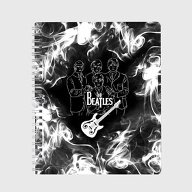 Тетрадь с принтом The Beatles в Белгороде, 100% бумага | 48 листов, плотность листов — 60 г/м2, плотность картонной обложки — 250 г/м2. Листы скреплены сбоку удобной пружинной спиралью. Уголки страниц и обложки скругленные. Цвет линий — светло-серый
 | beatles | music | retro | rock | битлз | гитара | джон леннон | джордж харрисон | дым | логотипы групп | музыка | песни | пол маккартини | ретро | ринго старр | рок группа | рокерские | старый рок | черно белый