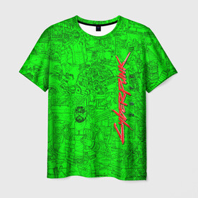 Мужская футболка 3D с принтом Cyberpunk 2077(комиксы) в Белгороде, 100% полиэфир | прямой крой, круглый вырез горловины, длина до линии бедер | cd project red | cyberpunk 2077 | keanu reeves | samurai | игра | киану ривз | киберпанк 2077 | комиксы | самураи