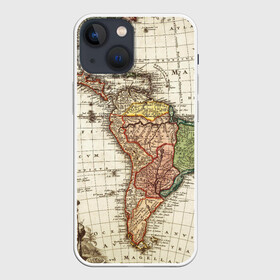 Чехол для iPhone 13 mini с принтом ВИНТАЖНАЯ КАРТА в Белгороде,  |  | america | geografic | map | tegunvteg | travel | америка | винтаж | география | долгота | карта | колумб | материк | океан | путешествия | суша | широта