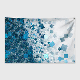 Флаг-баннер с принтом АБСТРАКЦИЯ ИЗ КВАДРАТОВ в Белгороде, 100% полиэстер | размер 67 х 109 см, плотность ткани — 95 г/м2; по краям флага есть четыре люверса для крепления | tegunvteg | абстракция | блестки | квадрат | куб | мозаика | пиксели | синий | стекло | текстура | узор