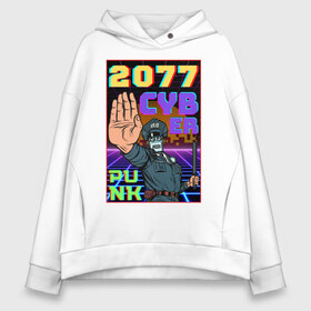 Женское худи Oversize хлопок с принтом Retro Cyberpunk в Белгороде, френч-терри — 70% хлопок, 30% полиэстер. Мягкий теплый начес внутри —100% хлопок | боковые карманы, эластичные манжеты и нижняя кромка, капюшон на магнитной кнопке | 2077 | cyber punk | cyberpunk | retro | tegunvteg | будущее | кибер панк | киберпанк | ретро | робот | хлопок