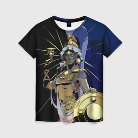 Женская футболка 3D с принтом Hades Афина в Белгороде, 100% полиэфир ( синтетическое хлопкоподобное полотно) | прямой крой, круглый вырез горловины, длина до линии бедер | hades | афина | игра | компьютерная | подарок | половина | синий | хейдс | хэйдс | черный