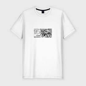 Мужская футболка хлопок Slim с принтом Евангелион рисовка в Белгороде, 92% хлопок, 8% лайкра | приталенный силуэт, круглый вырез ворота, длина до линии бедра, короткий рукав | eva 01 | evangelion | аниме | ева 01 | евангелион | манга | робот