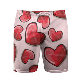 Мужские шорты спортивные с принтом Узор Сердечки для влюбленных в Белгороде,  |  | 14 февраля | влюбленным | день святого валентина | красные | любовь | парные | подарок | сердечки | узор