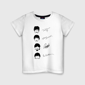 Детская футболка хлопок с принтом The Beatles(автографы) в Белгороде, 100% хлопок | круглый вырез горловины, полуприлегающий силуэт, длина до линии бедер | let it be | the beatles | yellow submarine | yesterday | автографы | музыканты | рок группа