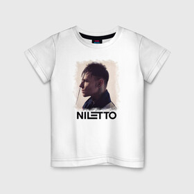 Детская футболка хлопок с принтом NILETTO в Белгороде, 100% хлопок | круглый вырез горловины, полуприлегающий силуэт, длина до линии бедер | niletto | данил прытков | даня | музыка | нилетто | тату | шоу