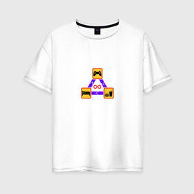 Женская футболка хлопок Oversize с принтом Eat Sleep Game Repeat в Белгороде, 100% хлопок | свободный крой, круглый ворот, спущенный рукав, длина до линии бедер
 | game | tegunvteg | джойстик | еда | игры | приставка | сон | треугольник