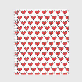 Тетрадь с принтом Разбитое Сердце в Белгороде, 100% бумага | 48 листов, плотность листов — 60 г/м2, плотность картонной обложки — 250 г/м2. Листы скреплены сбоку удобной пружинной спиралью. Уголки страниц и обложки скругленные. Цвет линий — светло-серый
 | Тематика изображения на принте: 14 февраля | love | valentines day | амур | валентинка | вторая половинка | день всех влюбленных | купидон | любовь | отношения | подарок любви | поцелуй | праздник любви | романтика | свидание | сердечки