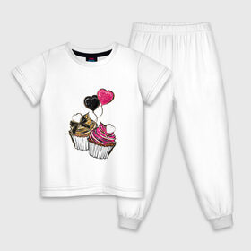 Детская пижама хлопок с принтом Кексики в Белгороде, 100% хлопок |  брюки и футболка прямого кроя, без карманов, на брюках мягкая резинка на поясе и по низу штанин
 | Тематика изображения на принте: сладости | шары