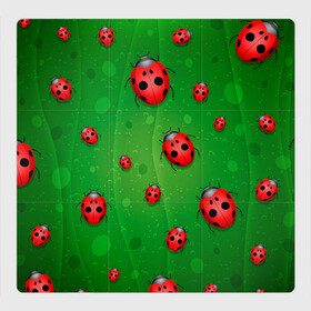 Магнитный плакат 3Х3 с принтом БОЖЬИ КОРОВКИ в Белгороде, Полимерный материал с магнитным слоем | 9 деталей размером 9*9 см | tegunvteg | божьи | букашки | деревья | зеленый | коровки | лес | листья | насекомые | природа | пятна | тараканы