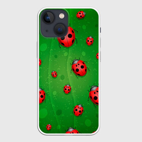Чехол для iPhone 13 mini с принтом БОЖЬИ КОРОВКИ в Белгороде,  |  | tegunvteg | божьи | букашки | деревья | зеленый | коровки | лес | листья | насекомые | природа | пятна | тараканы