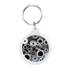 Брелок круглый с принтом ЧАСОВОЙ МЕХАНИЗМ в Белгороде, пластик и полированная сталь | круглая форма, металлическое крепление в виде кольца | clock | iron | stimpank | time | watch | времяя | железо | зубцы | колеса | механизм | сталь | стимпанк | часы | шестеренки