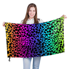 Флаг 3D с принтом Неоновый градиент в Белгороде, 100% полиэстер | плотность ткани — 95 г/м2, размер — 67 х 109 см. Принт наносится с одной стороны | абстракция | градиент | неон | радуга | узор | фон | яркий узор