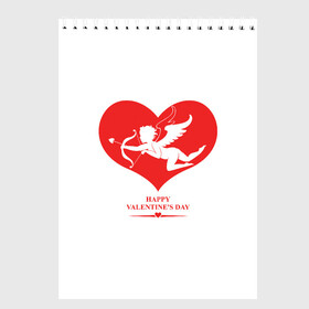 Скетчбук с принтом Happy Valentines Day в Белгороде, 100% бумага
 | 48 листов, плотность листов — 100 г/м2, плотность картонной обложки — 250 г/м2. Листы скреплены сверху удобной пружинной спиралью | 14 февраля | love | valentines day | амур | валентинка | вторая половинка | день всех влюбленных | купидон | любовь | отношения | подарок любви | поцелуй | праздник любви | романтика | свидание | сердечки