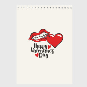 Скетчбук с принтом Happy Valentines Day в Белгороде, 100% бумага
 | 48 листов, плотность листов — 100 г/м2, плотность картонной обложки — 250 г/м2. Листы скреплены сверху удобной пружинной спиралью | Тематика изображения на принте: 14 февраля | love | valentines day | амур | валентинка | вторая половинка | день всех влюбленных | купидон | любовь | отношения | подарок любви | поцелуй | праздник любви | романтика | свидание | сердечки