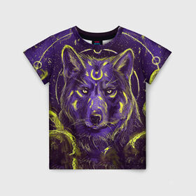Детская футболка 3D с принтом Волшебный Волк в Белгороде, 100% гипоаллергенный полиэфир | прямой крой, круглый вырез горловины, длина до линии бедер, чуть спущенное плечо, ткань немного тянется | animals | wolf | волк | волки | животные | звери | зверь | магия | одиночество | одиночка | пёс | собака