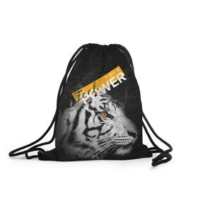 Рюкзак-мешок 3D с принтом Почувствуй свою силу в Белгороде, 100% полиэстер | плотность ткани — 200 г/м2, размер — 35 х 45 см; лямки — толстые шнурки, застежка на шнуровке, без карманов и подкладки | feel | power | tiger | белый | животное | сила | тигр | хищник | черный