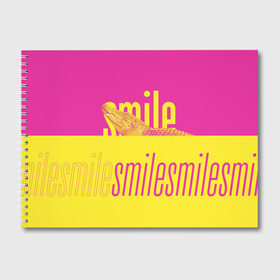 Альбом для рисования с принтом Улыбнись (крокодил) в Белгороде, 100% бумага
 | матовая бумага, плотность 200 мг. | smile | гена | желтый | крокодил | позитив | розовый | улыбка | улыбнись