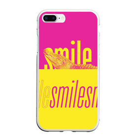 Чехол для iPhone 7Plus/8 Plus матовый с принтом Улыбнись (крокодил) в Белгороде, Силикон | Область печати: задняя сторона чехла, без боковых панелей | smile | гена | желтый | крокодил | позитив | розовый | улыбка | улыбнись