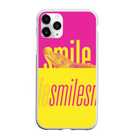 Чехол для iPhone 11 Pro матовый с принтом Улыбнись (крокодил) в Белгороде, Силикон |  | smile | гена | желтый | крокодил | позитив | розовый | улыбка | улыбнись