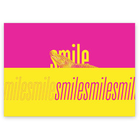 Поздравительная открытка с принтом Улыбнись (крокодил) в Белгороде, 100% бумага | плотность бумаги 280 г/м2, матовая, на обратной стороне линовка и место для марки
 | smile | гена | желтый | крокодил | позитив | розовый | улыбка | улыбнись
