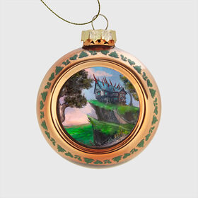 Стеклянный ёлочный шар с принтом Гильдия магов в Белгороде, Стекло | Диаметр: 80 мм | fantasy | nature | tree | дерево | дом | зеленый | магия | пейзаж | природа | фэнтези