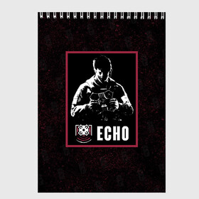 Скетчбук с принтом Echo в Белгороде, 100% бумага
 | 48 листов, плотность листов — 100 г/м2, плотность картонной обложки — 250 г/м2. Листы скреплены сверху удобной пружинной спиралью | echo | r6s | rainbow six siege | оперативник | персонаж | эхо