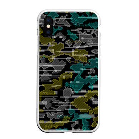 Чехол для iPhone XS Max матовый с принтом Futuristic Camo в Белгороде, Силикон | Область печати: задняя сторона чехла, без боковых панелей | Тематика изображения на принте: cyberpunk | glitch | глитч | камуфляж | киберпанк | футуристичный